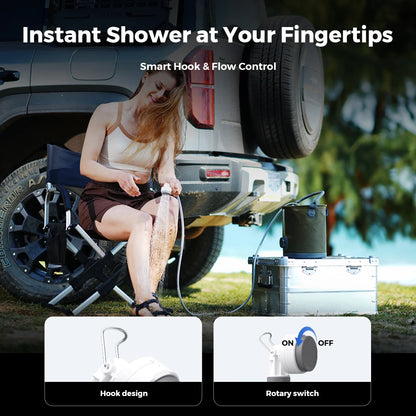 FLEXTAIL Portable Shower Pump – IPX7 Waterproof Rechargeable Water Pump with Hose for Camping & Outdoor Shower