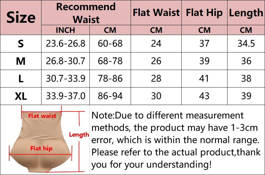 Women’s Tummy Control Body Shaper – Padded Butt Lifter Briefs Slimming Lingerie Panties