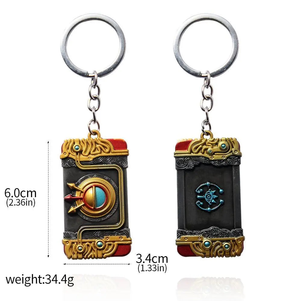 Zelda Tears of the Kingdom Purah Pad Keychain – Master Sword & Hylian Shield Pendant for Fans