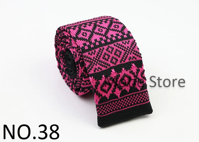 Classic Knit Neck Tie for Men — 6cm Plaid & Dots Casual Business Wedding Tie