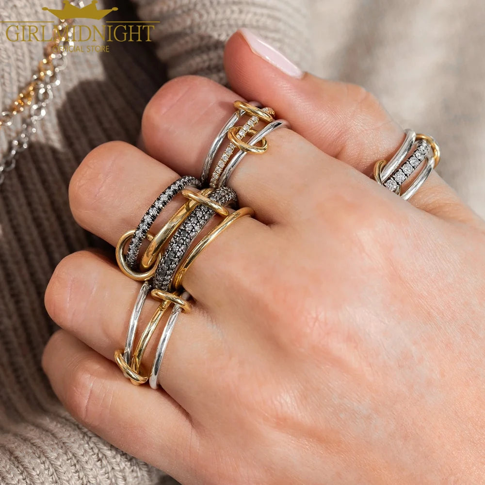 2026 Spinelli Stacking Rings - Iced Out 5A CZ Micro Pave Multi-Piece Engagement Finger Jewelry Set for Women