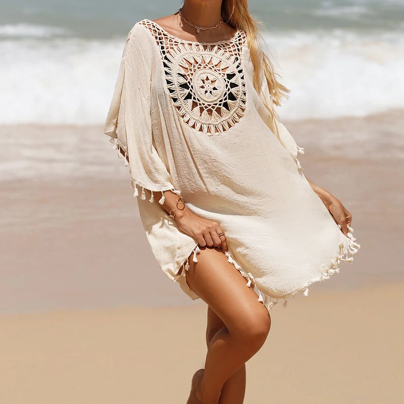 Women’s Crochet Bikini Cover Up Dress – Sexy Summer Beachwear Swimsuit Shirt Cover-Up