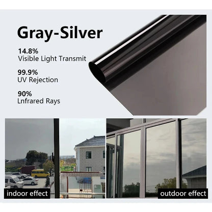 30-90cm Privacy Window Film - Extra Wide One-Way Heat Control Sun Blocking Static Cling Film for Home, Office & Balcony Glass