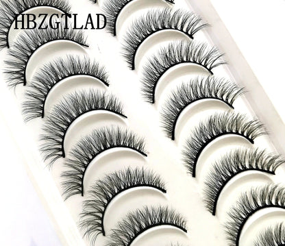 HBZGTLAD 10 Pairs 3D Faux Mink False Eyelashes – Natural Long Look Short Mink Lash Extensions for Makeup & Beauty