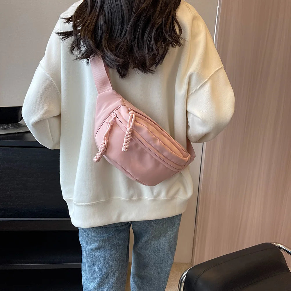 Women's Canvas Chest Bag - Sling Crossbody Waist Pack for Running, Casual Sport Half Moon Belt Bag