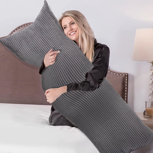 Striped Corduroy Body Pillow Cover - Plush Long Cushion Case for 50x70/50x100/50x120CM Bedding & Home Comfort