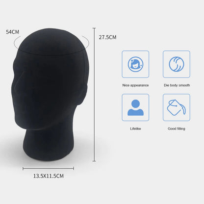 Foam Mannequin Head - Hat, Cap, Wig & Glasses Display Stand with Stable Base for Photography, Closet & Mall Use