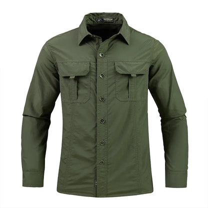 Men's Lightweight Tactical Shirt – Breathable Long Sleeve Outdoor Work Shirt with Sun Protection