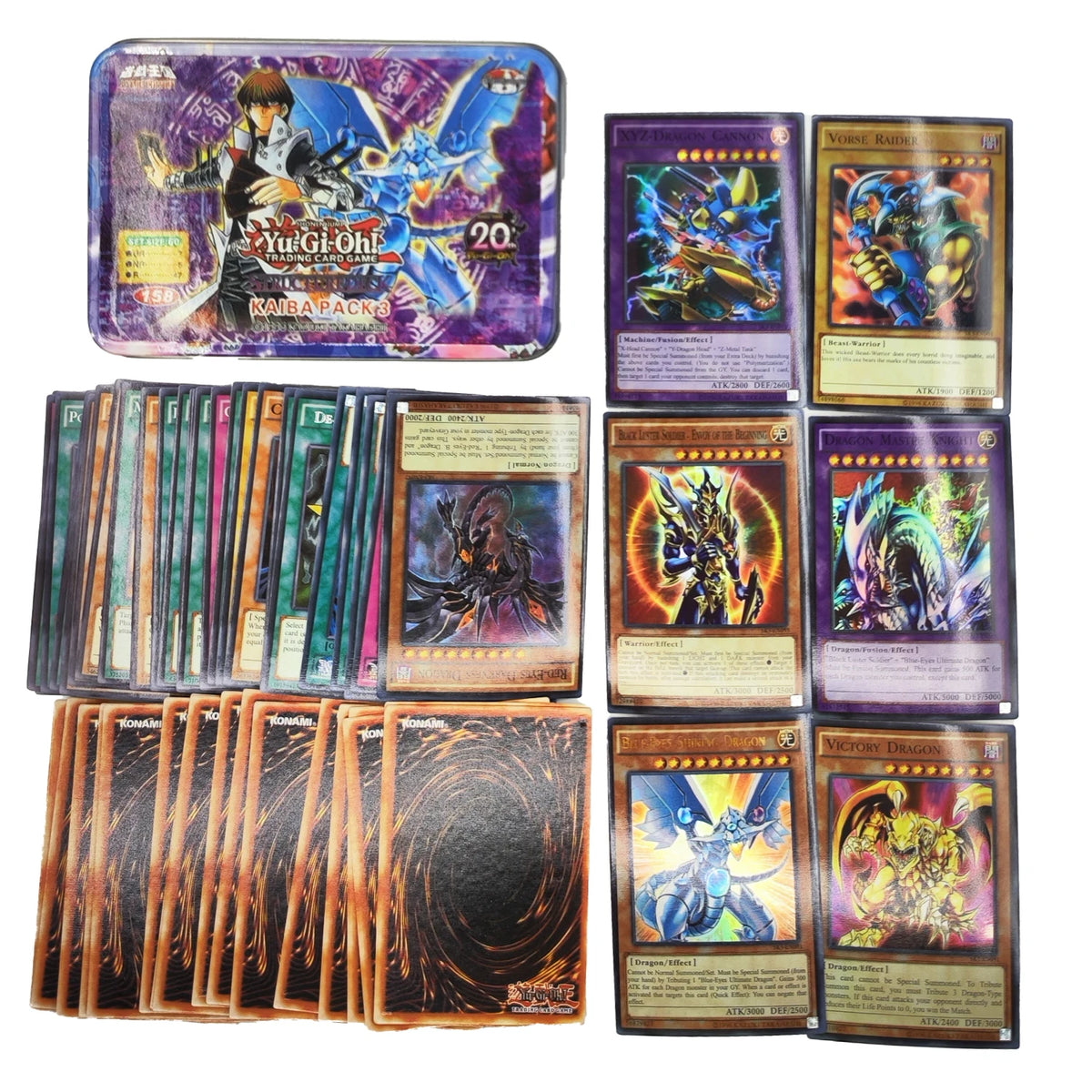 Yu-Gi-Oh! Kaiba Pack 3 Card Deck - English TCG Holographic Blue-Eyes White Dragon Cards with Tin Box