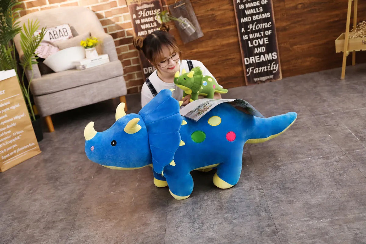 Creative Big Plush Dinosaur Toy – Soft Triceratops & Stegosaurus Stuffed Toys, Kids' Birthday Gifts