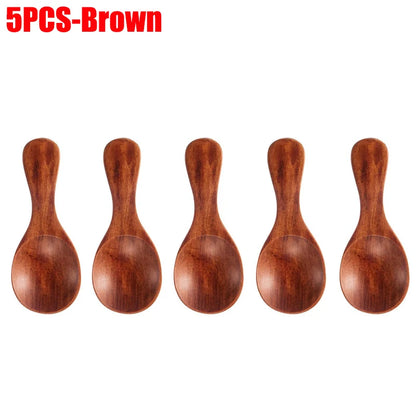 1–10PCS Mini Natural Wooden Spoons – Small Scoop for Tea, Honey, Coffee, Salt, Sugar & Kitchen Cooking Tools