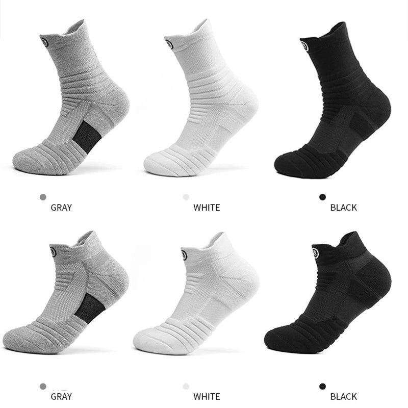 1/3 Pairs Men’s Compression Socks – Breathable Sports, Basketball, Cycling, and Running High Elastic Towel Tube Socks