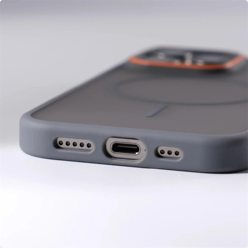 Luxury Matte Translucent MagSafe Case — Shockproof Wireless Charging Cover for iPhone 12–17 Pro/Max/Plus