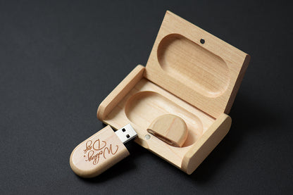 Custom Logo Wooden USB 2.0 Flash Drive with Box – 4GB 16GB 32GB 64GB Memory Stick for Wedding Photography Gifts