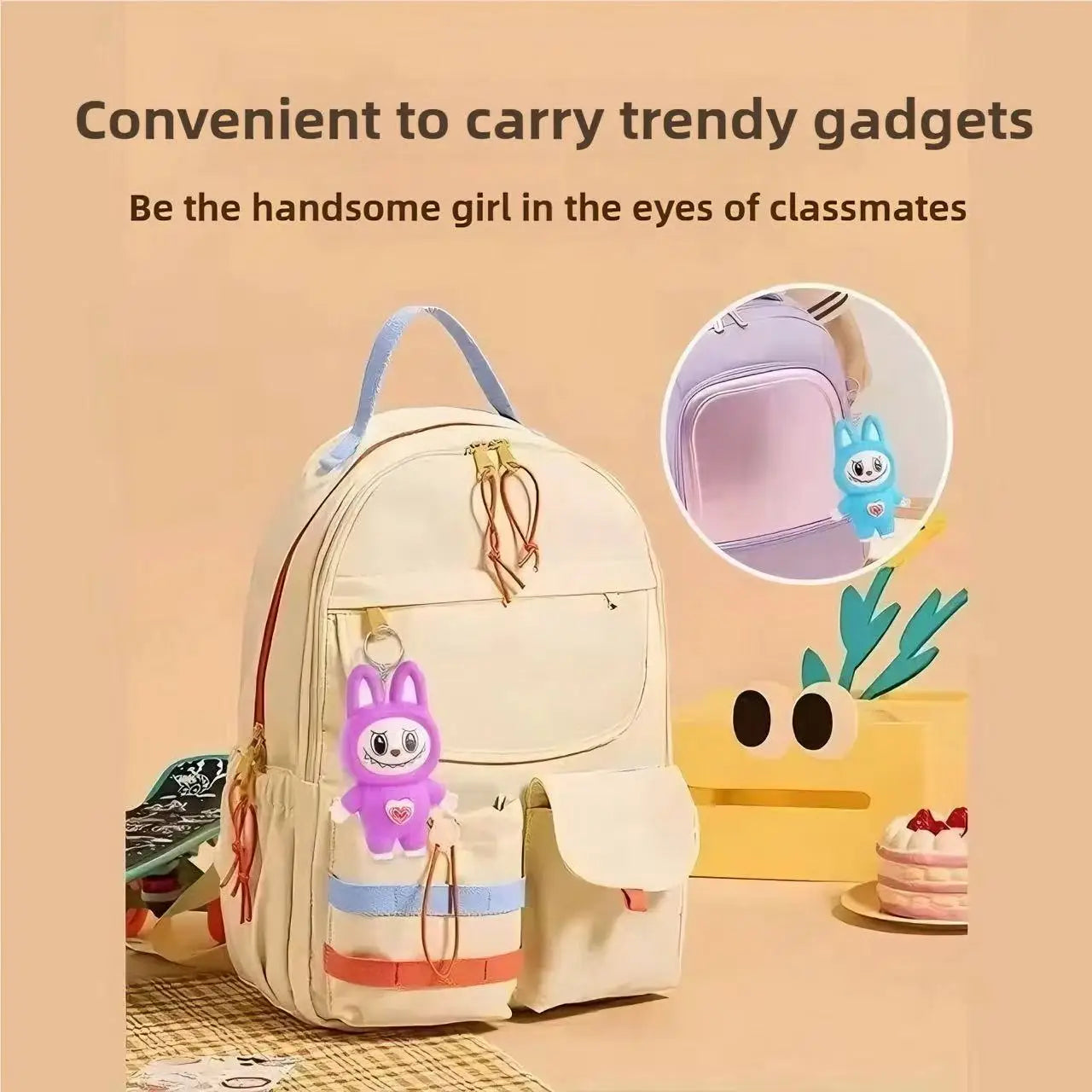 Labubu Cartoon Q-Version Face-Changing Doll Keychain – Kawaii Backpack Toy & Stress Relief Gift