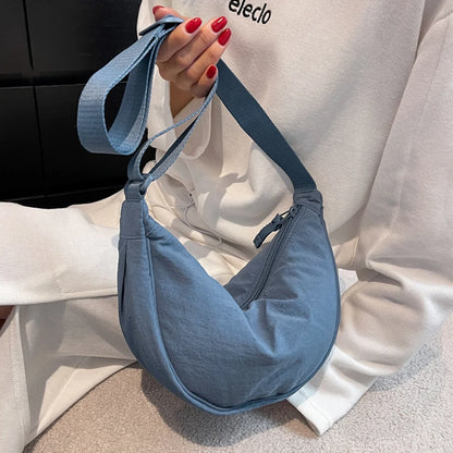 Nylon Hobo Chest Shoulder Bag – Large Capacity Half Moon Crossbody Messenger for Women, Travel & Everyday Use