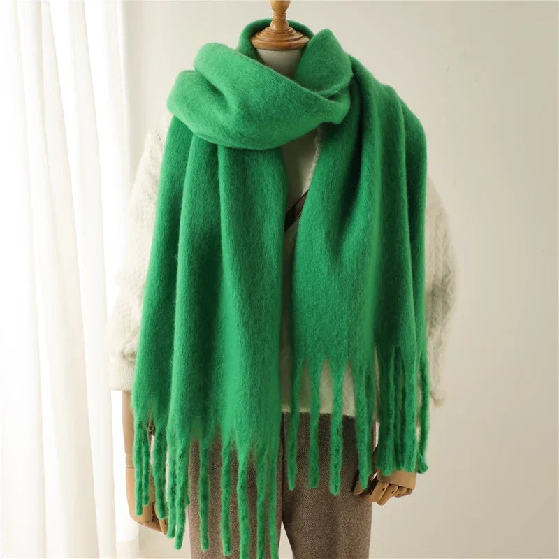 Women’s Winter Cashmere Scarf – Thick Soft Pashmina Shawl with Tassels, Warm Blanket Wrap & Long Poncho Echarpe