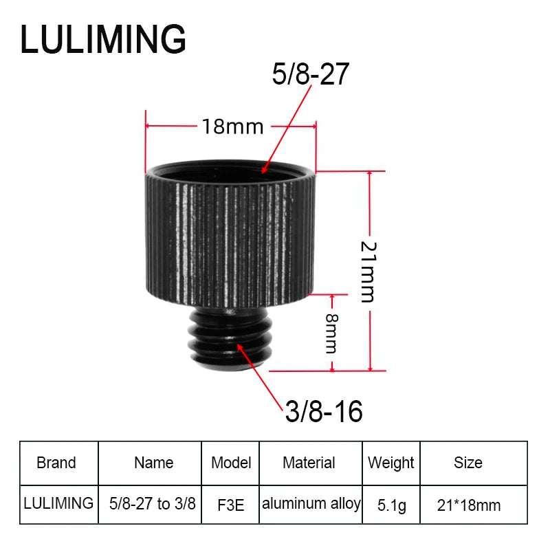 1/4 to 3/8 Inch Camera Screw Adapter - 5/8-27 Microphone Thread Converter for Tripod Ball Head Photography Accessories