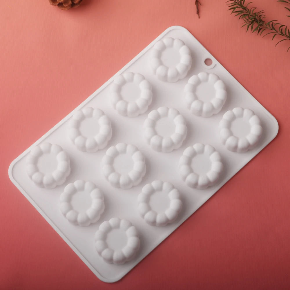 6 or 12 Cell Wavy Lace Cylindrical Silicone Cake Mold — Mousse & Dessert Baking Tool for Party Pastry