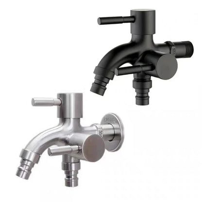 1/2" Dual Outlet Faucet Adapter – Double Control Water Tap, One-In-Two-Out Washing Machine & Bidet Bathroom Sink Connector Valve