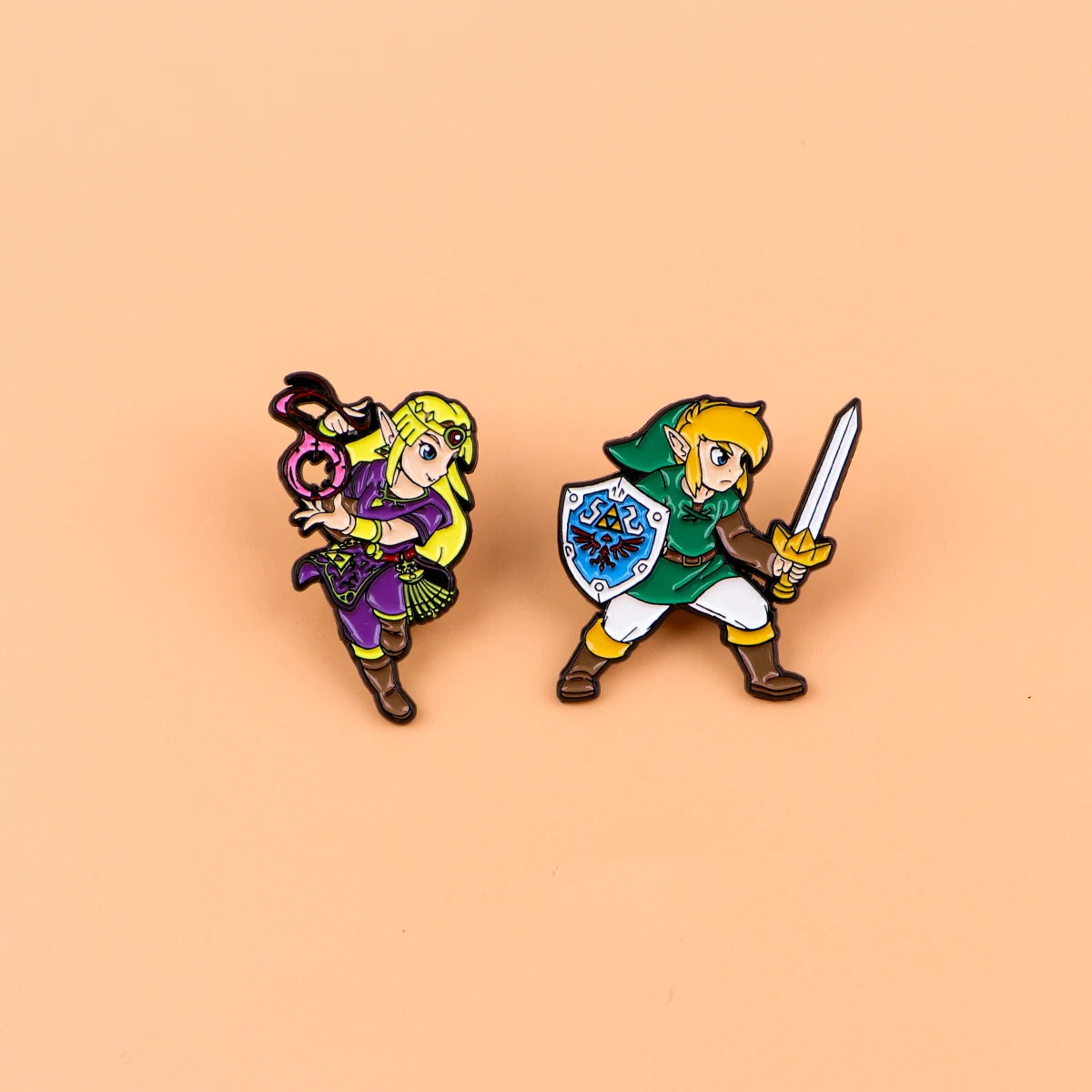 2-Piece Game Character Enamel Pin Set - Cartoon Brooches for Backpacks, Hats, Cosplay, and Fan Gifts