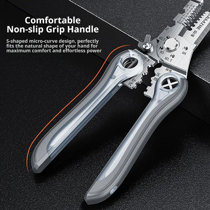 SAMZHE 10-in-1 Multifunctional Wire Stripper Pliers - Electrician Cutter, Crimper & Wire Separator Tool