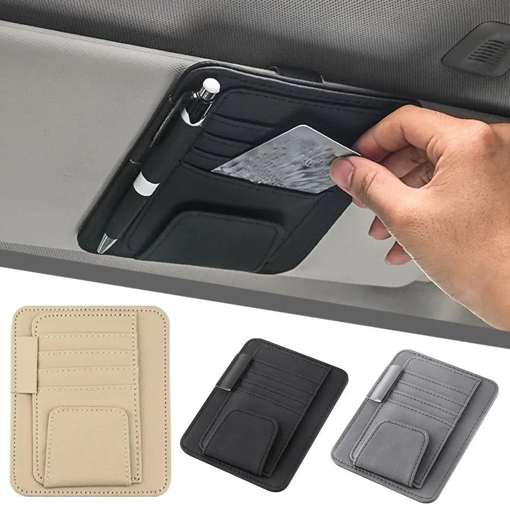 Car Sun Visor Organizer – Multi-Pocket Sunglasses & Business Card Holder, Auto Interior Accessory