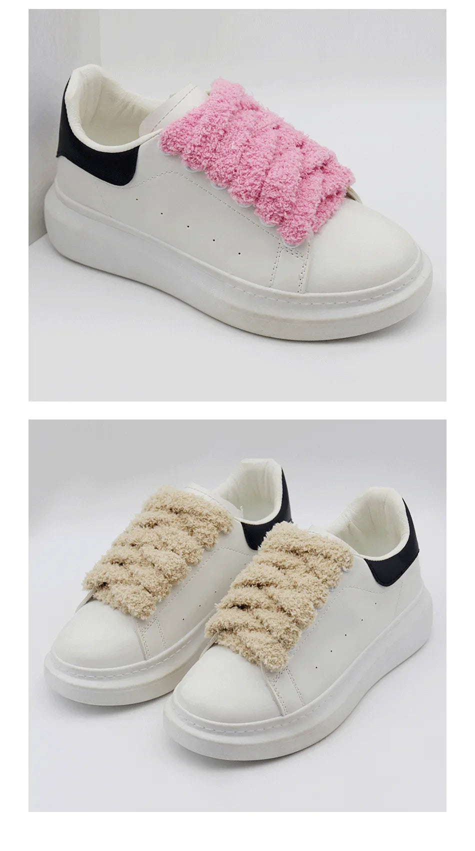 Fuzzy Shoelaces 15mm — Soft Plush Towel Laces for Fall, Winter, Halloween & Christmas Casual Sneakers