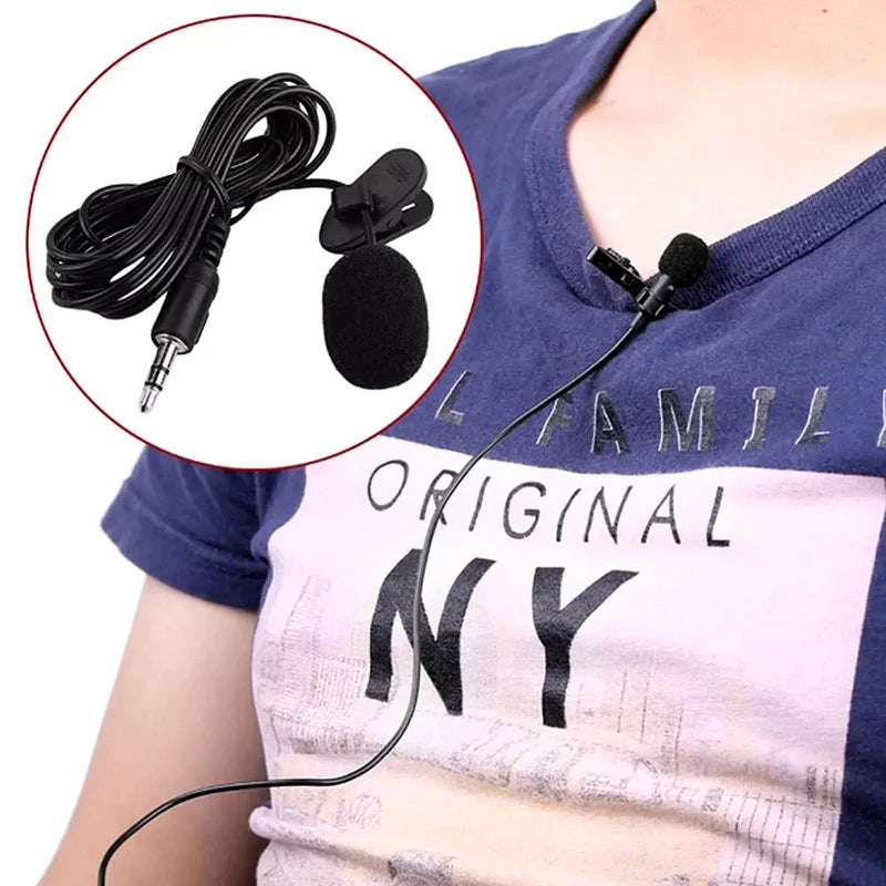 Portable USB Lavalier Microphone - 1.5M Clip-On Condenser Lapel Mic with USB, 3.5mm & Type-C Compatibility