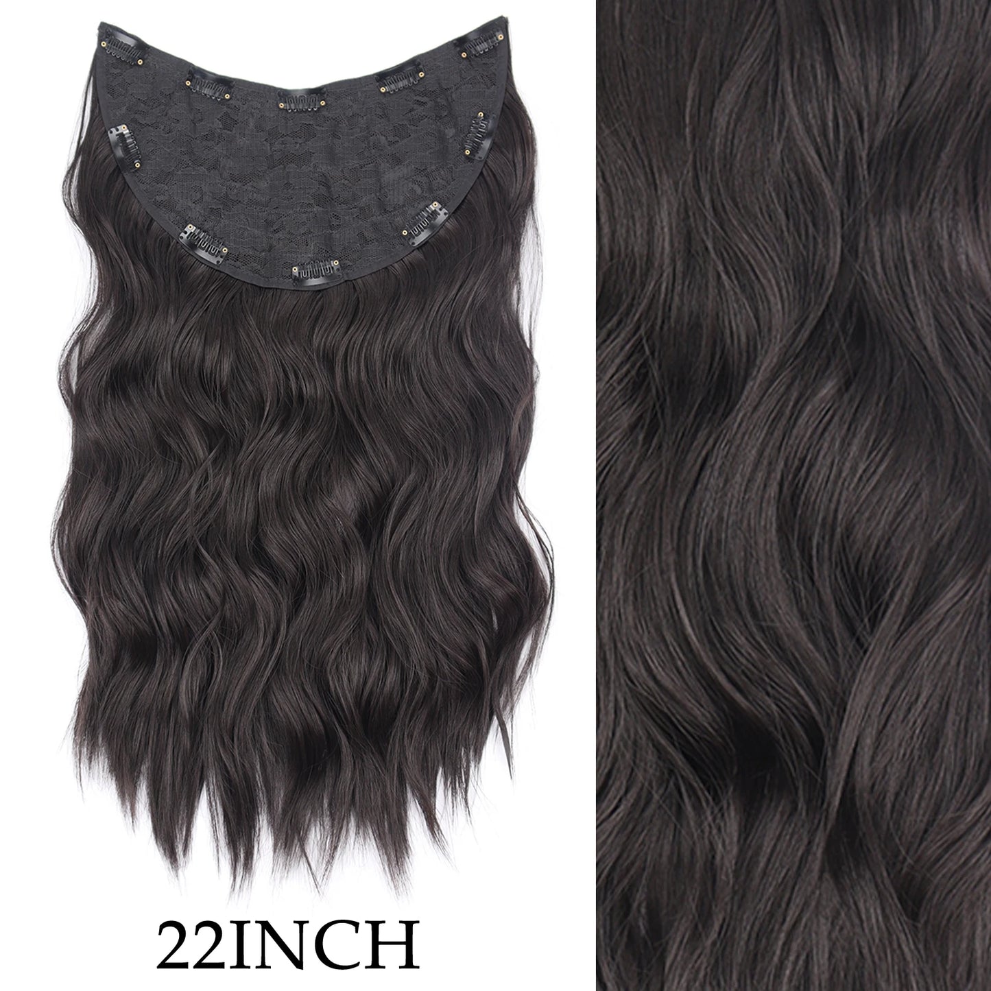 Women’s 7Pcs Hair Extensions with 16 Clips – Natural Black Straight Ombre Hairpiece