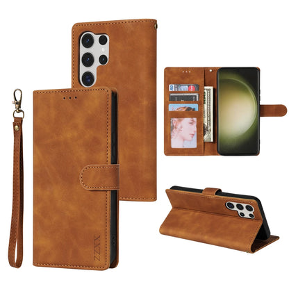 Magnetic Leather Wallet Case for Samsung Galaxy S25 Ultra–S8 – Skin-Friendly Flip Cover with Card Slots & Stand Function
