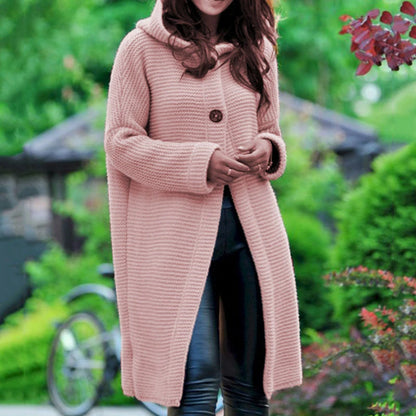 New Autumn/Winter Cashmere Cardigan – Women's Loose Long Sleeve Sweater, Solid Color Knitted & Thickened Top