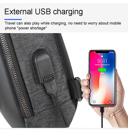 Running Chest Bag for Men - USB Charging Fashion Sling Pack, Crossbody Motor Cycling Backpack for College Students, Unisex