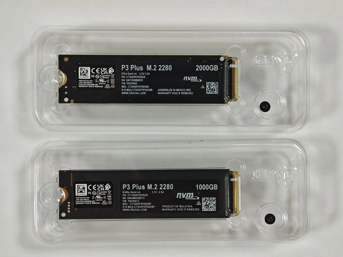 Crucial P3 Plus 1TB PCIe Gen4x4 NVMe M.2 SSD – 500GB, 1TB, 2TB, 5000MB/s Speed (OEM Package)