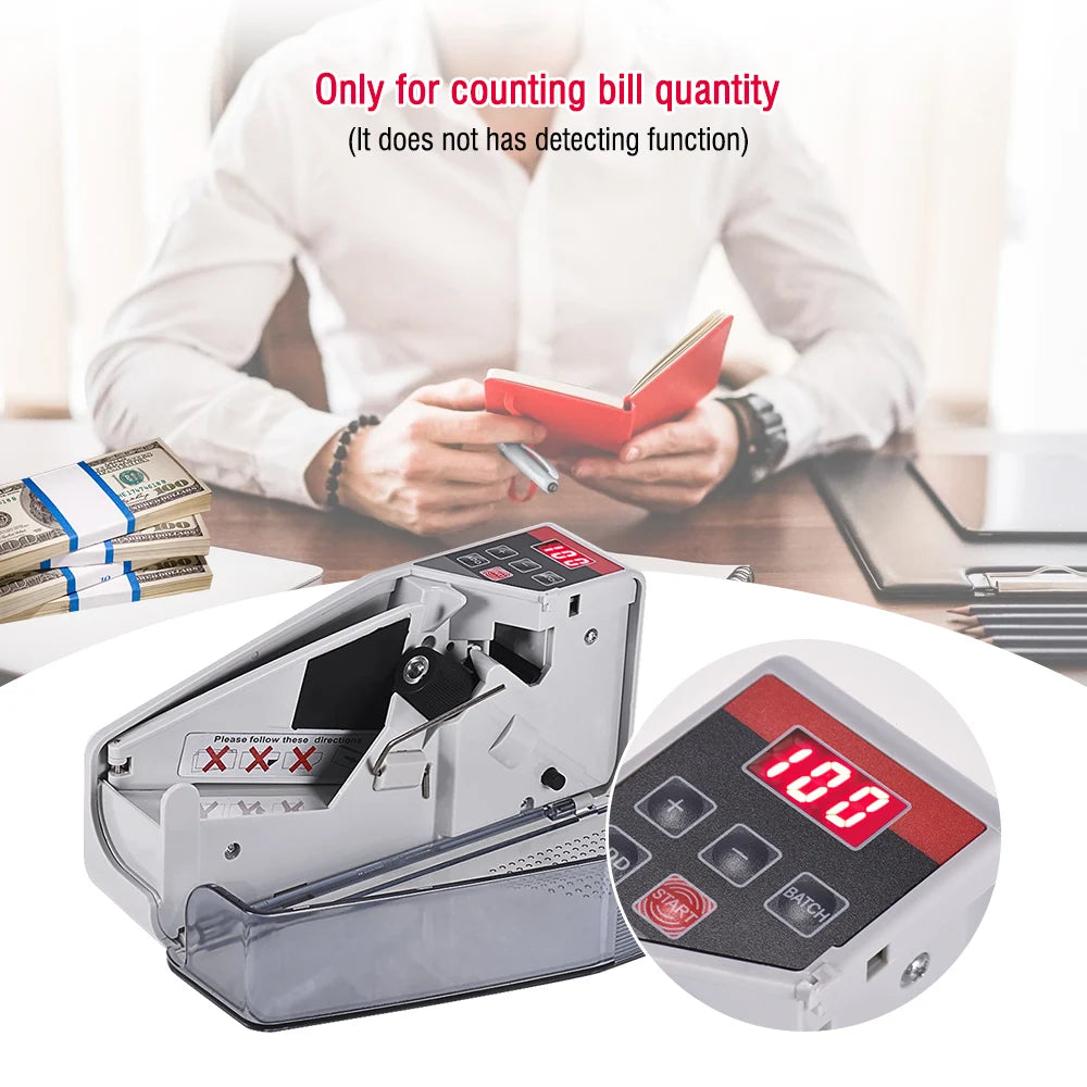 Portable Mini Money Counter – Worldwide Bill & Currency Counting Machine with LED Display for Financial Use