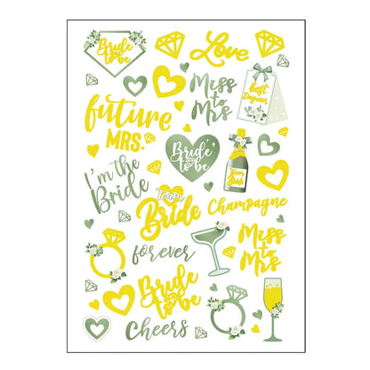 Waterproof Gold Foil Temporary Tattoo Stickers – Crown & Ring Bridal Party Body Art Decals
