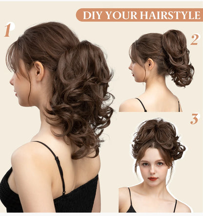 SARLA Premium Synthetic Claw Clip-In Ponytail Extensions – Blonde Hairpiece, Fake Pigtail Hair Bun for Women P026