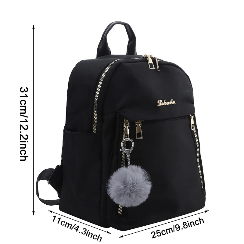 Simple PU Black Large Capacity Backpack - Unisex Travel Bag, Schoolbag for Women, Harajuku High Street Style