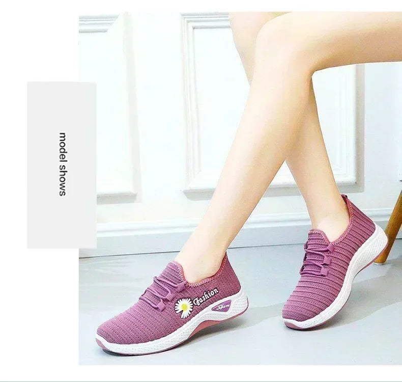 Women's Fashion Sports Shoes – Breathable Mesh, Soft Thick Sole, Lightweight Casual Trendy Coconut Sneakers
