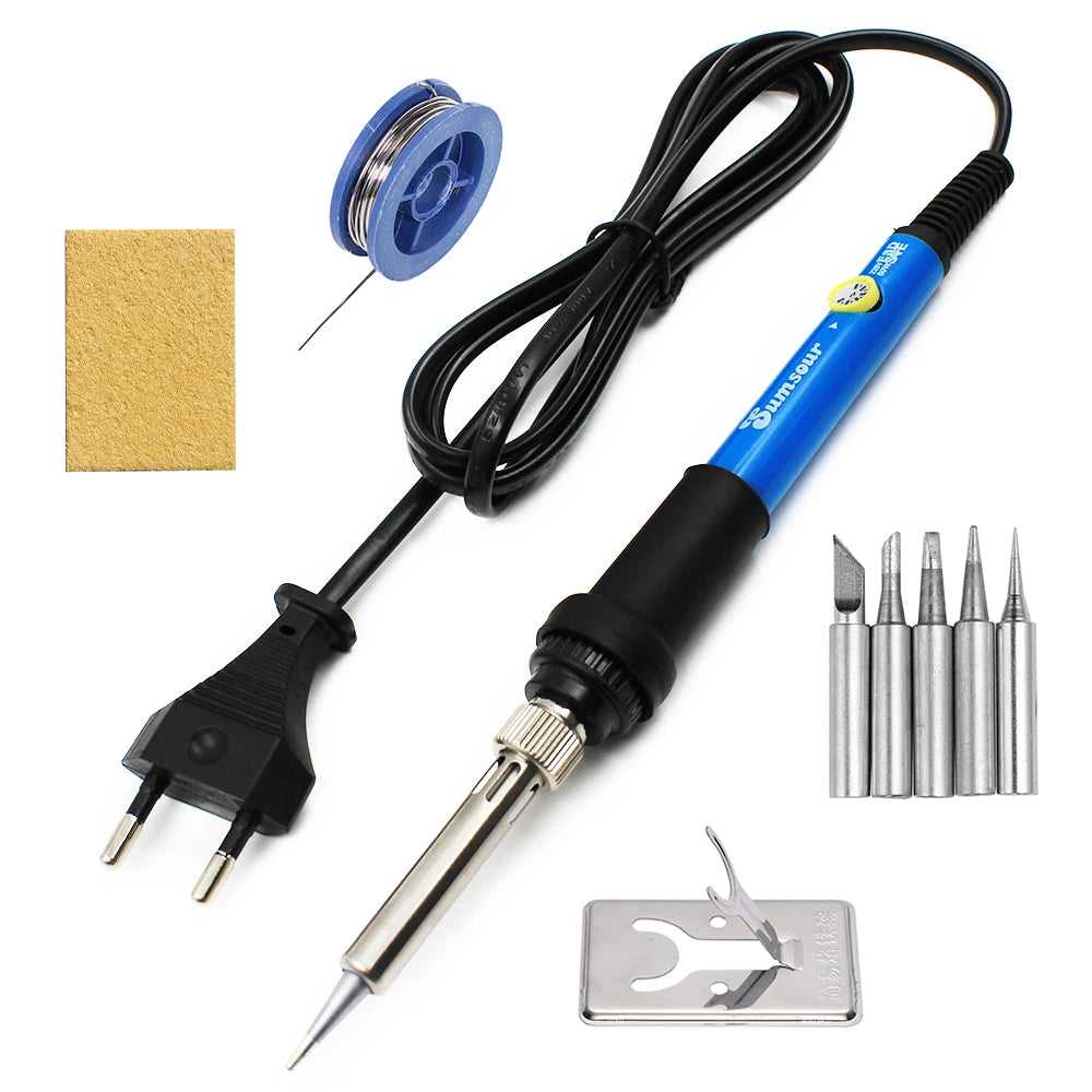 60W/80W Digital Soldering Iron - LCD Adjustable Temperature Welding Repair Tool with Solder Tips