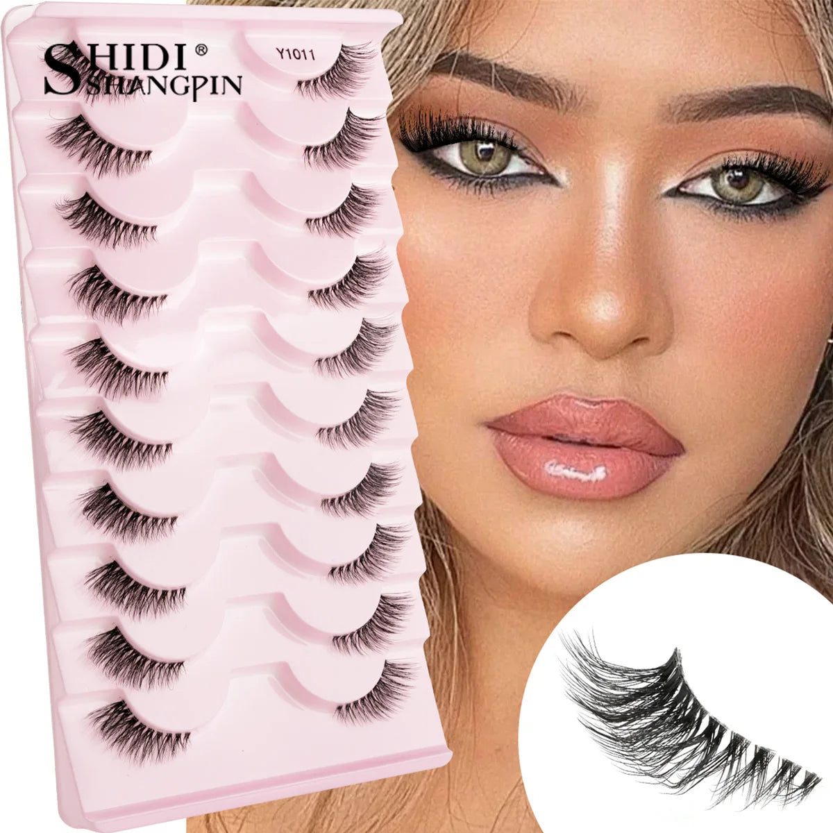 SHIDISHANGPIN 3D Half Cat Eye Lashes – Natural Winged Fox Faux Mink Eyelashes for Makeup