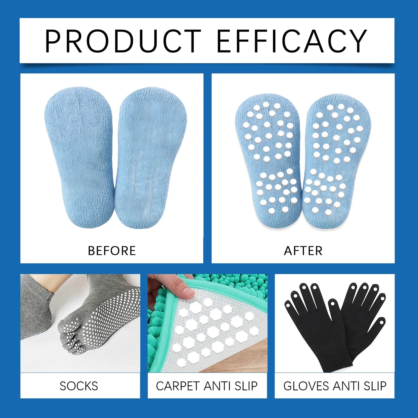 Sock Stop Glue, Non-Slip Carpet Adhesive, Silicone Heel Protector, Anti-Slip Foot Pads, Waterproof Floor Mat Stopper