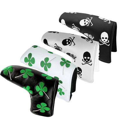 Golf Putter Head Cover – PU Leather Blade Club Protector, Black & White, Universal Fit for Men & Women