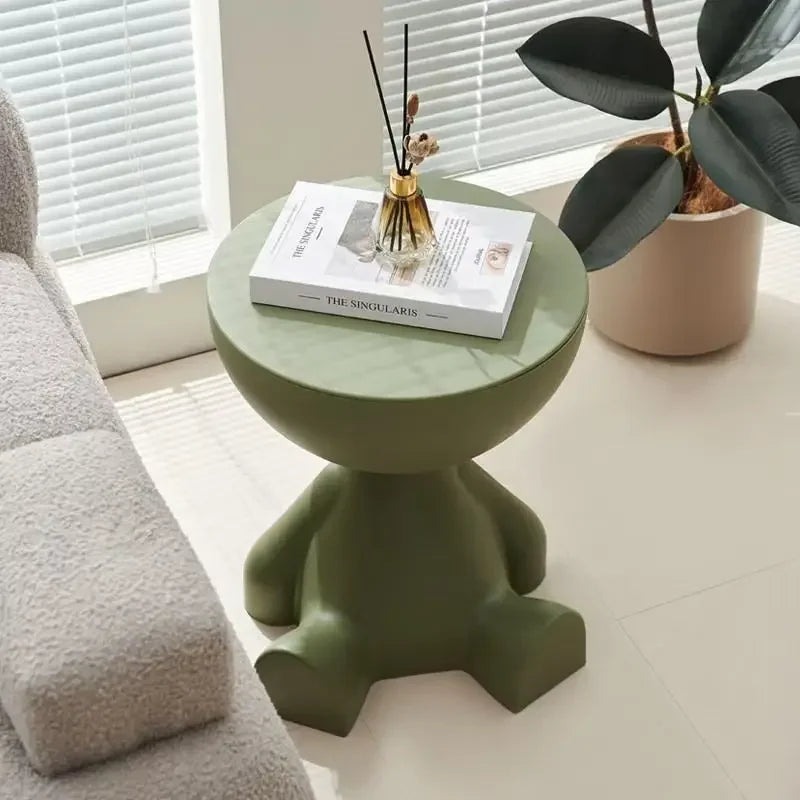 Light Luxury Cartoon Sofa Side Table – Creative Plastic Coffee Table, Small Household Flat-Head Coffee & Living Room Furniture Side Table