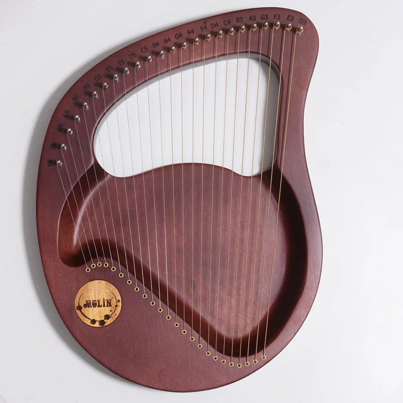 24-String Lyre Harp – Wooden Mahogany Piano Harp for Beginners with Matching Gifts
