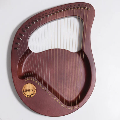 24-String Lyre Harp – Wooden Mahogany Piano Harp for Beginners with Matching Gifts