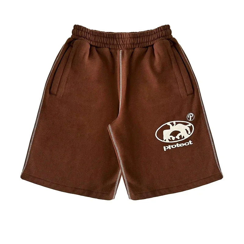 Men’s Y2K Grey Cotton Cargo Shorts - Baggy Hip-Hop Streetwear Casual Summer Style