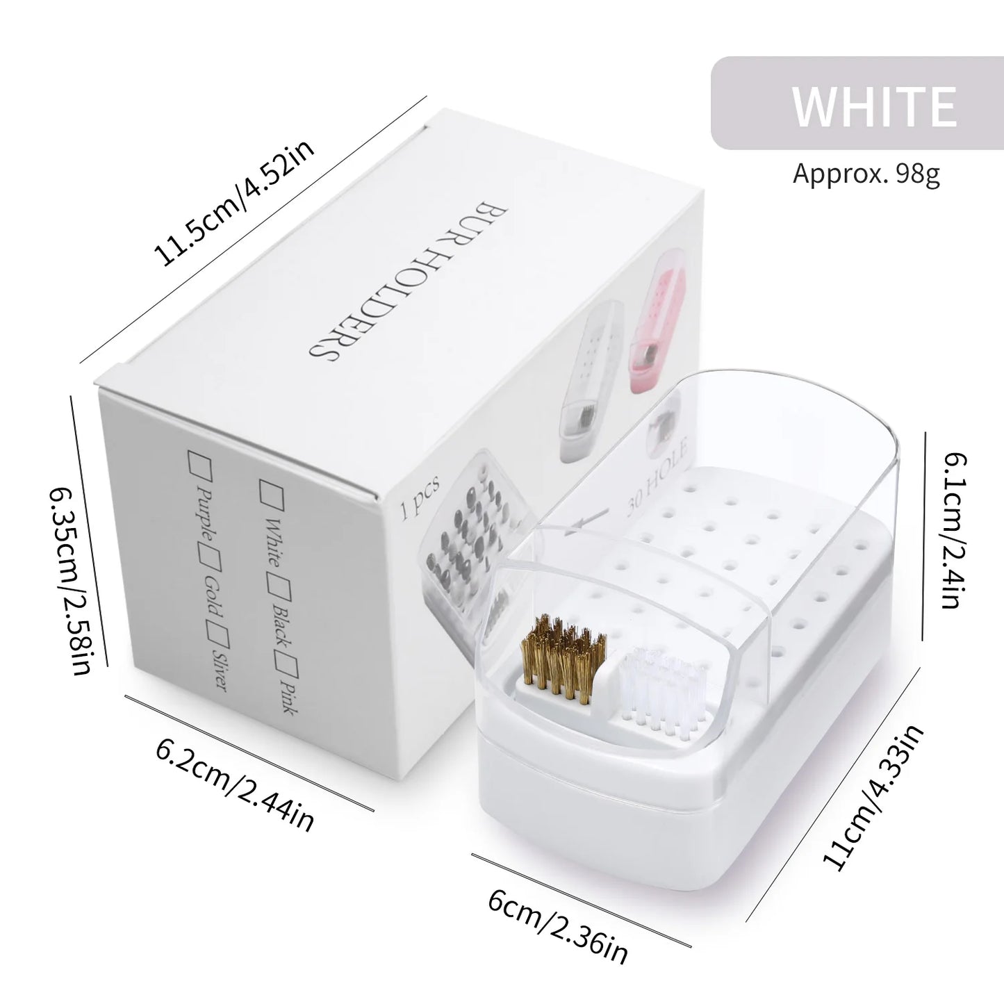 Nail Drill Bit Organizer Box - 30-Slot Acrylic Dustproof Storage Case for Nail Art Supplies