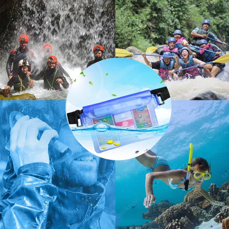 3-Layer Waterproof Phone Dry Bag - Large Transparent Underwater Protective Pouch for iPhone & Mobile Phones