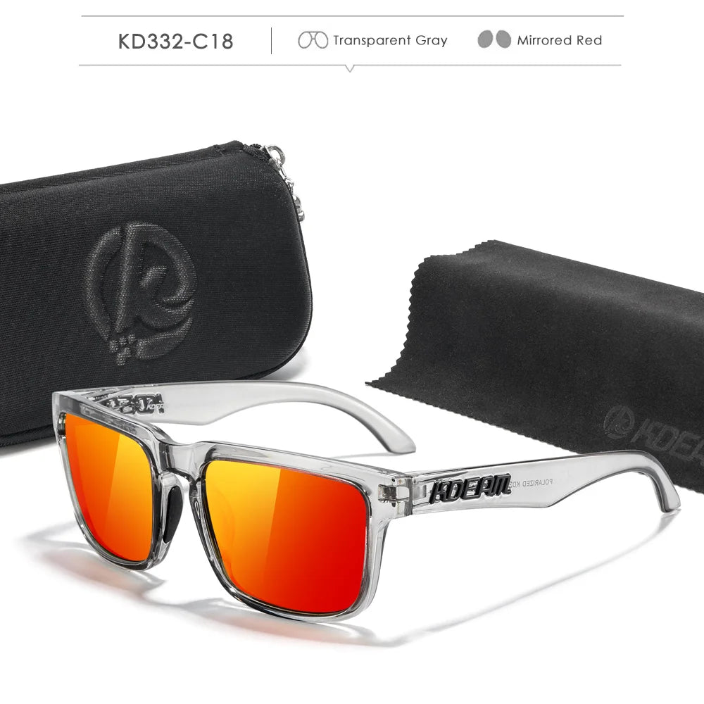 KDEAM Photochromic & Polarized Sunglasses - Category 3 Polarization, Unique Frame Surface Eyewear for Men & Women with Case